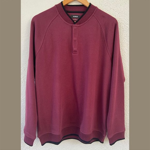 NWT Mens L Maroon Button Top Pullover - Picture 1 of 2